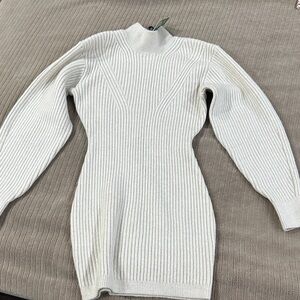 H&M Cream Ribbed Knit Dress